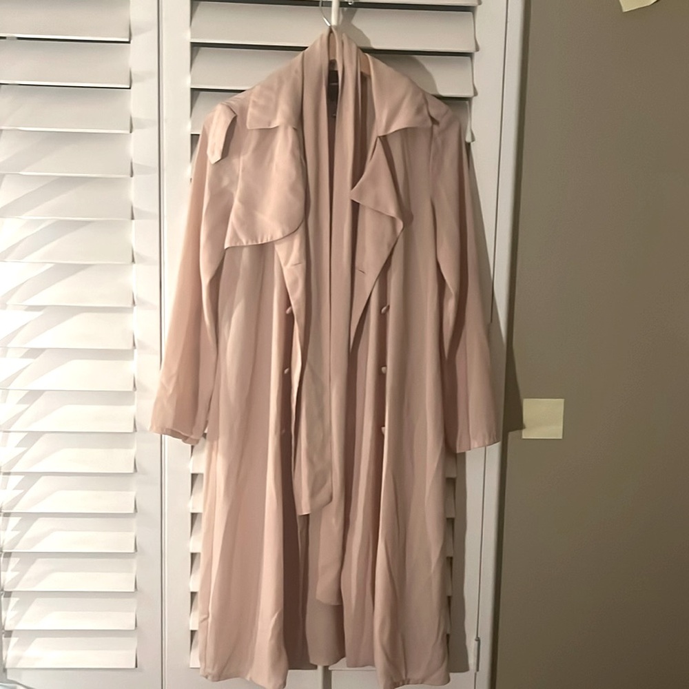 Pink Sheer Button Up Trench Coat